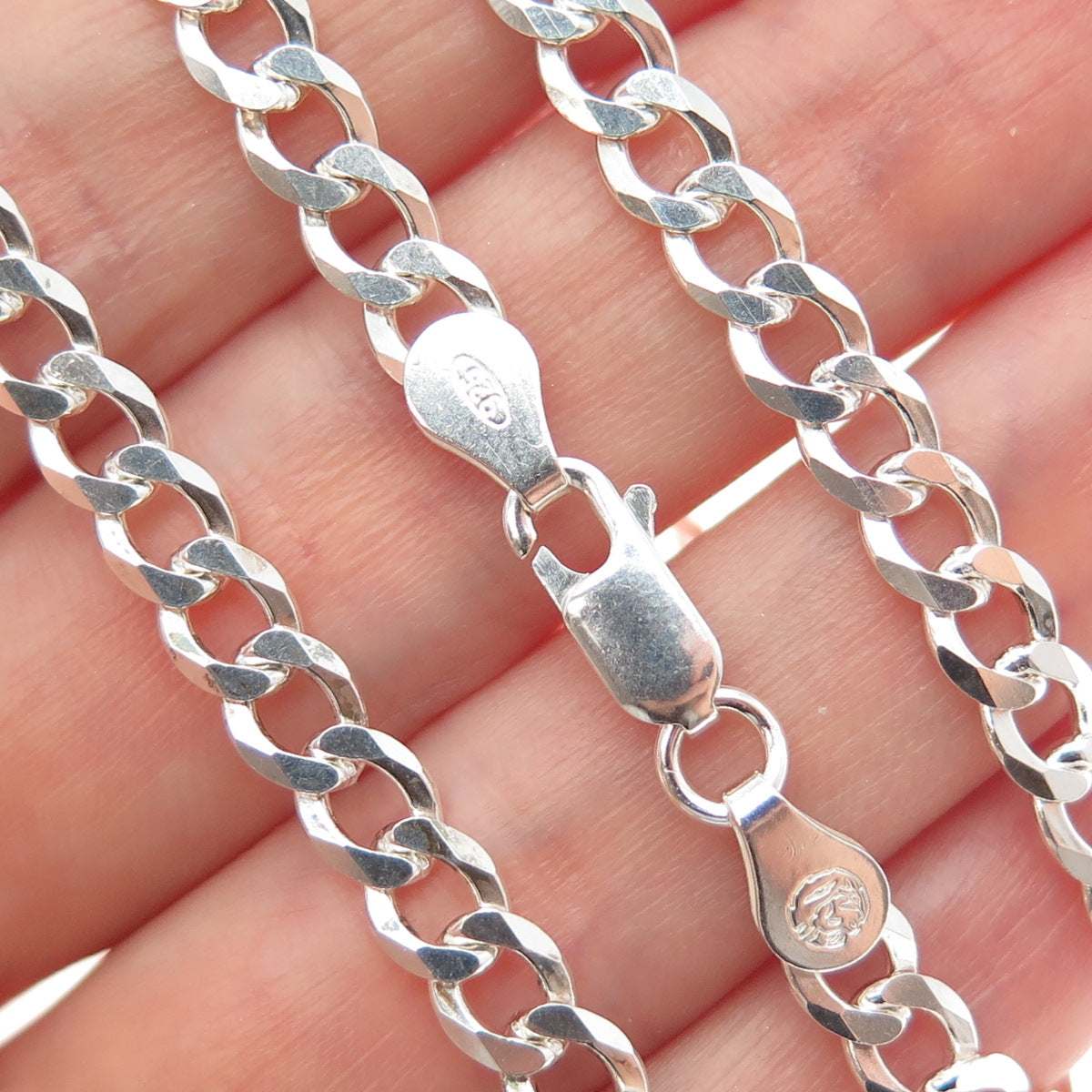 P. LUX 925 Sterling Silver Vintage Italy Curb Chain Necklace 18"