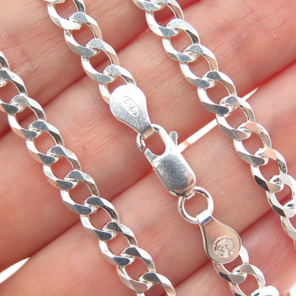 P. LUX 925 Sterling Silver Vintage Italy Curb Chain Necklace 18"