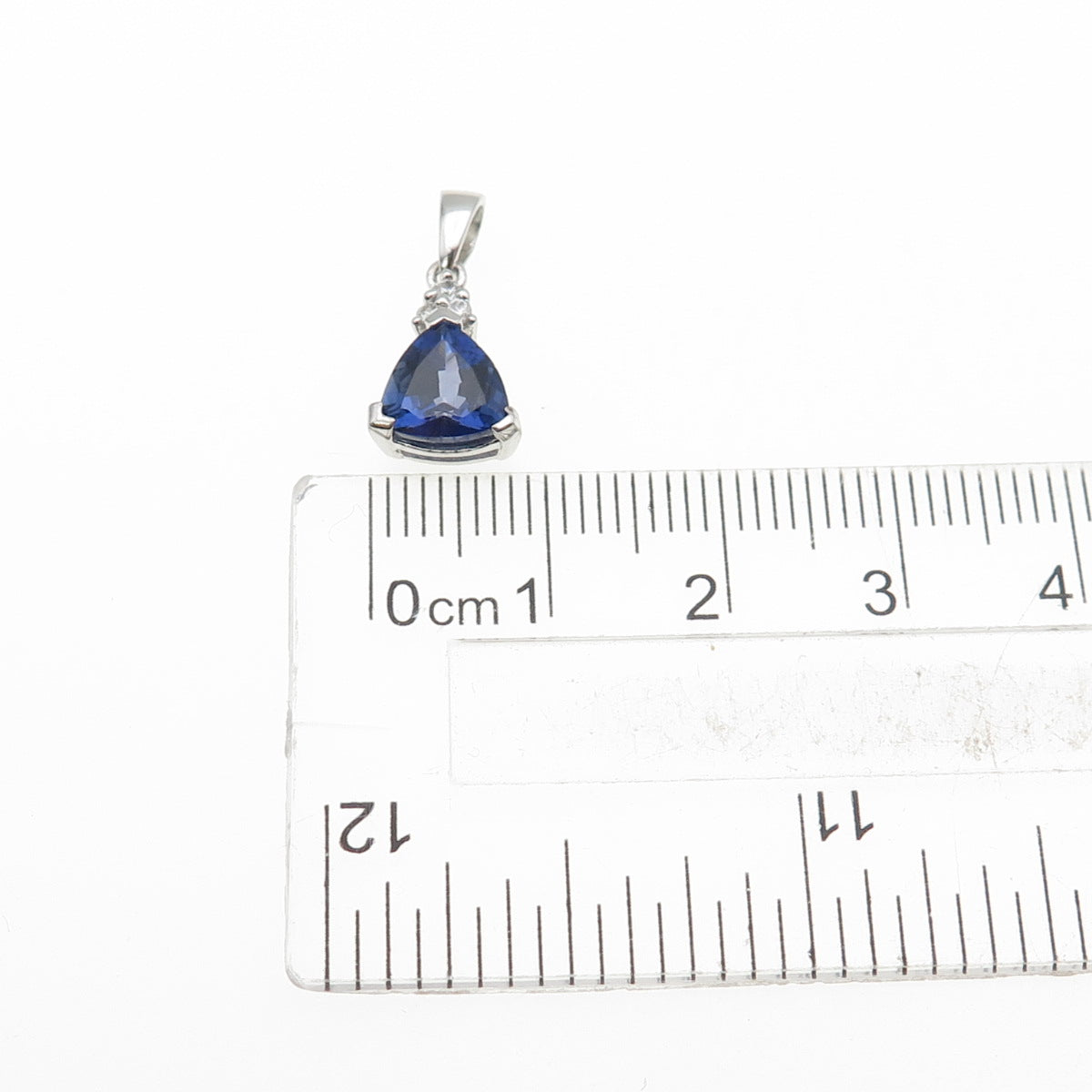 JH YOUNG 925 Sterling Silver Blue & White C Z Mini Charm Pendant