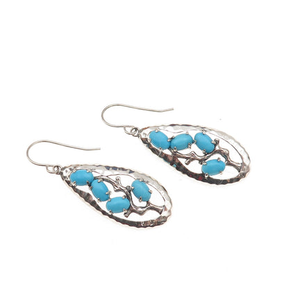 925 Sterling Silver Real Sleeping Beauty Turquoise Teardrop Dangle Earrings