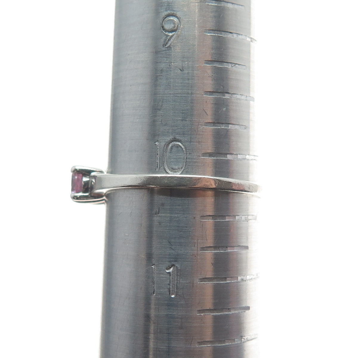 925 Sterling Silver Round-Cut Pink C Z Ring Size 10.25