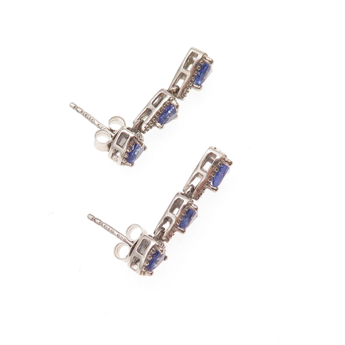 Chuck Clemency 925 Sterling Silver Real Tanzanite Dangle Earrings