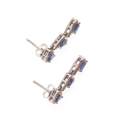 Chuck Clemency 925 Sterling Silver Real Tanzanite Dangle Earrings