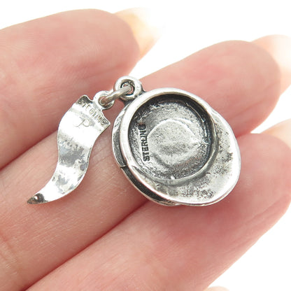 PACIFIC JEWELRY 925 Sterling Silver Vintage Captain's Cap 3D Charm Pendant