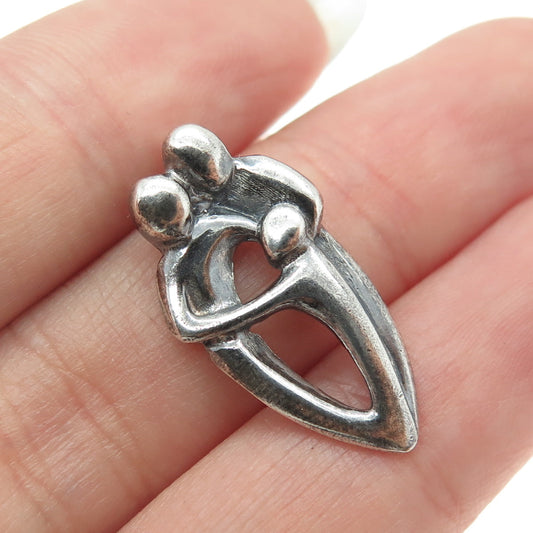 925 Sterling Silver Vintage Family Symbol Modernist Slide Pendant