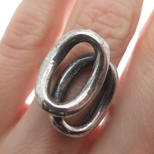 HUBERTUS VON SKAL 925 Sterling Silver Vintage Overlap Letter "O" Ring Size 6.5