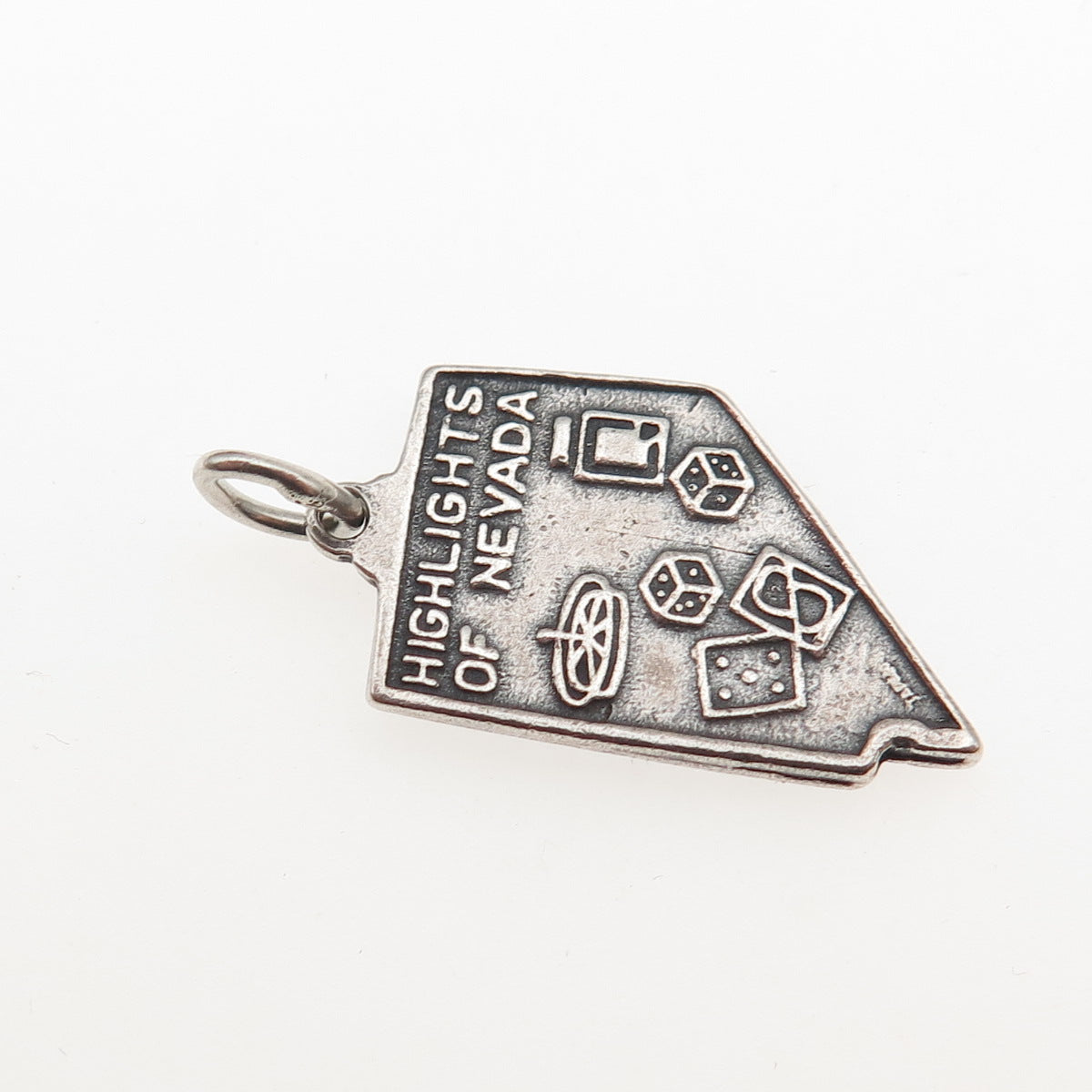 925 Sterling Silver Vintage Highlights of Nevada Oxidized Mini Charm Pendant