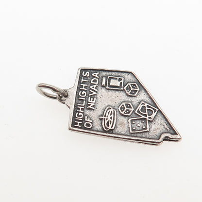 925 Sterling Silver Vintage Highlights of Nevada Oxidized Mini Charm Pendant