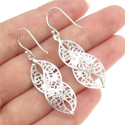 925 Sterling Silver Vintage Floral Infinity Dangling Earrings