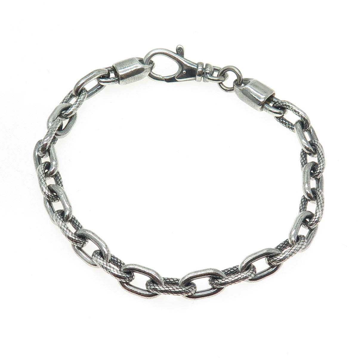 925 Sterling Silver Vintage Oxidized Cable Link Bracelet 9"