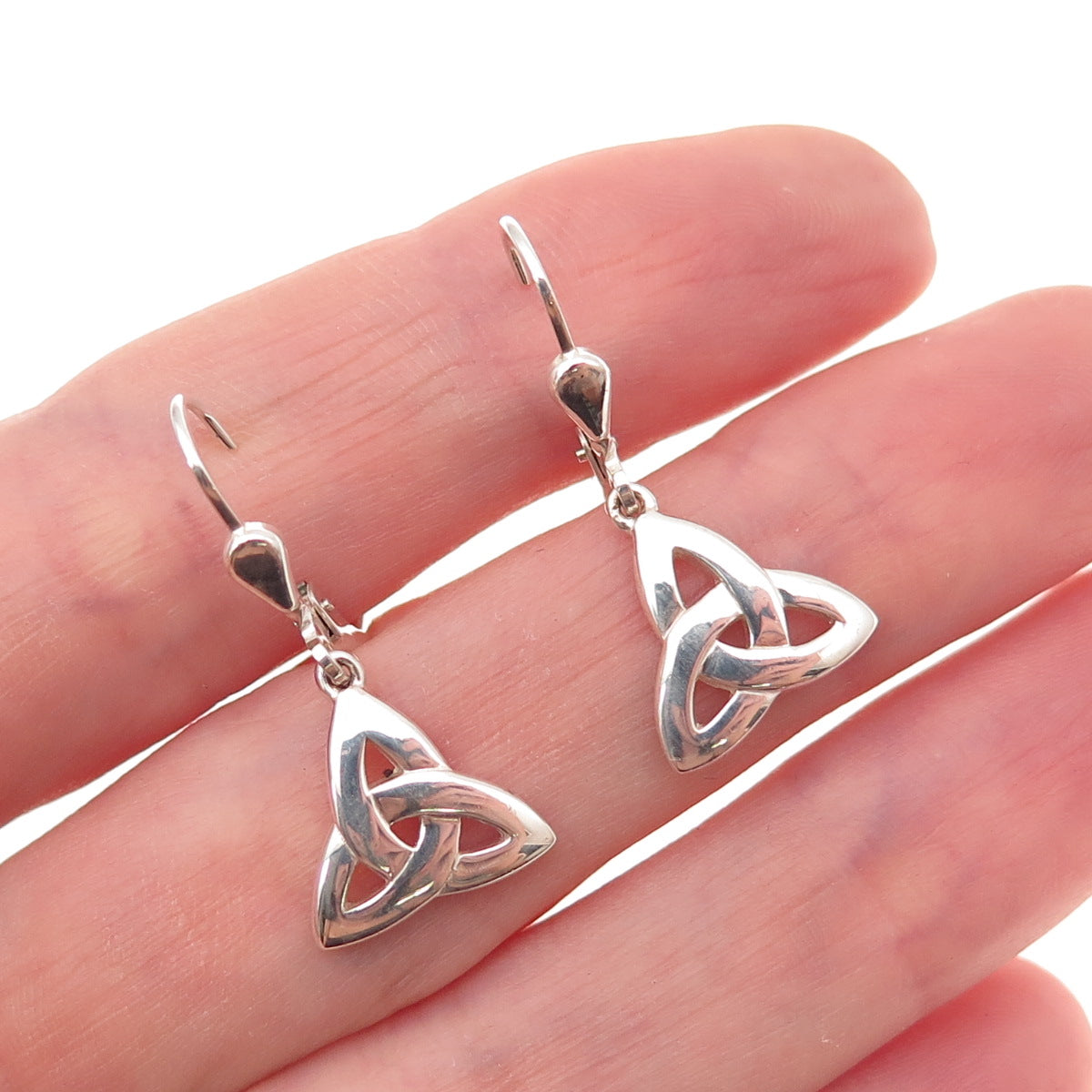 Solvar 925 Sterling Silver Vintage Celtic Trinity Knot Dangle Earrings