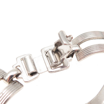 WRE W.E. Richards 925 Sterling Silver Vintage Razor Blade Link Bracelet 7"