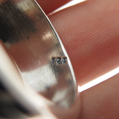 925 Sterling Silver Vintage Wave Rotating Band Oxidized Ring Size 12.75