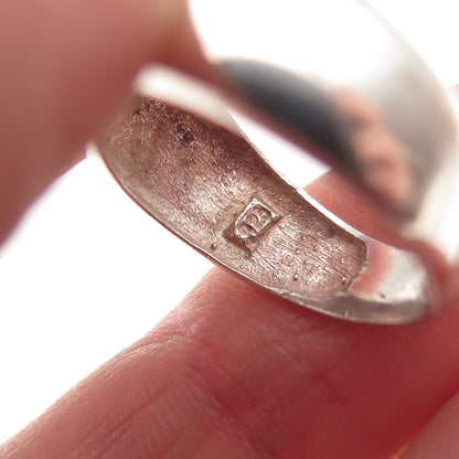 925 Sterling Silver Vintage Real MOP Modernist Oxidized Ring Size 7.25