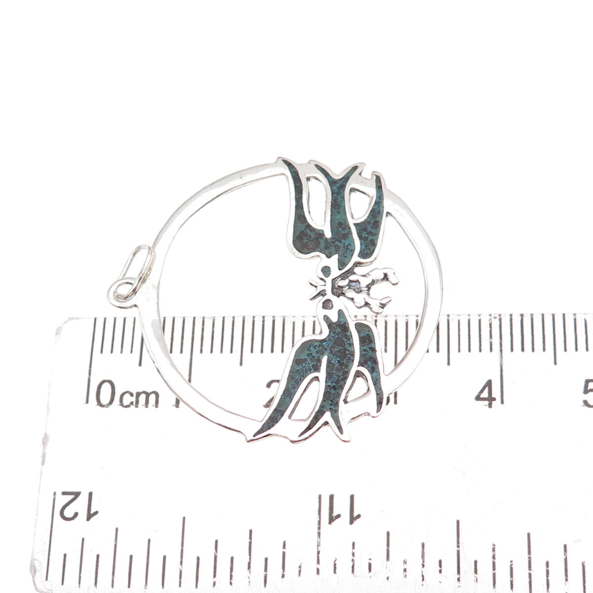 925 Sterling Silver Vintage Real Turquoise Inlay Two Swallow Birds Charm Pendant