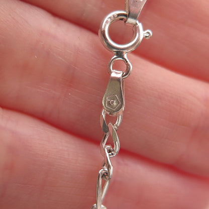 925 Sterling Silver Vintage Italy Figaro Link Bracelet 7"
