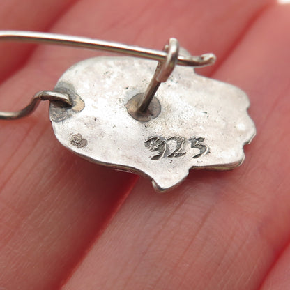 925 Sterling Silver Vintage Real Opal Star of David Hamsa Judaica Earrings