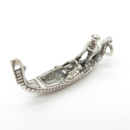 800 Silver Vintage Venetian Gondola 3D Pendant