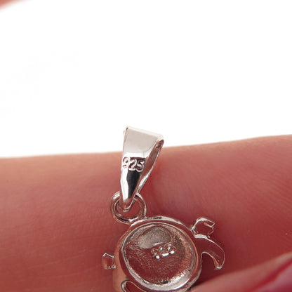 925 Sterling Silver Round-Cut C Z Girl Articulated Charm Pendant