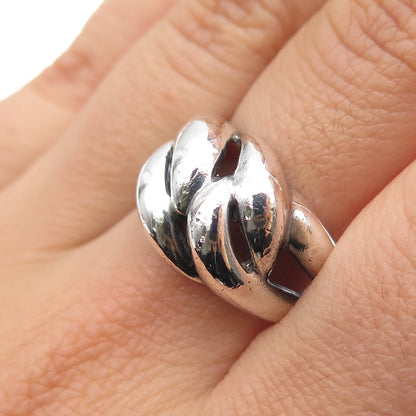 925 Sterling Silver Vintage Modernist Interlocked Oxidized Ring Size 9