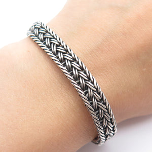 925 Sterling Silver Vintage Wheat Link Bracelet 7"