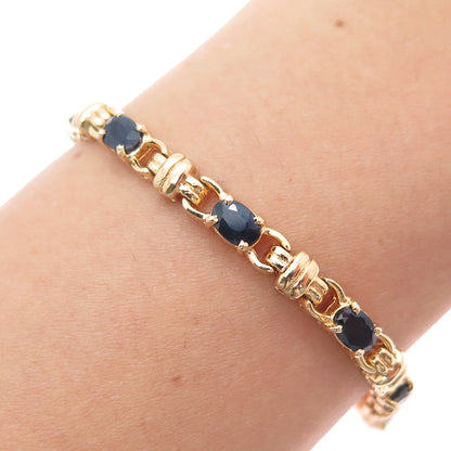 M.R.F. RESOURCES LTD. 925 Sterling Silver Gold Plated Sapphire Bracelet 7.75"