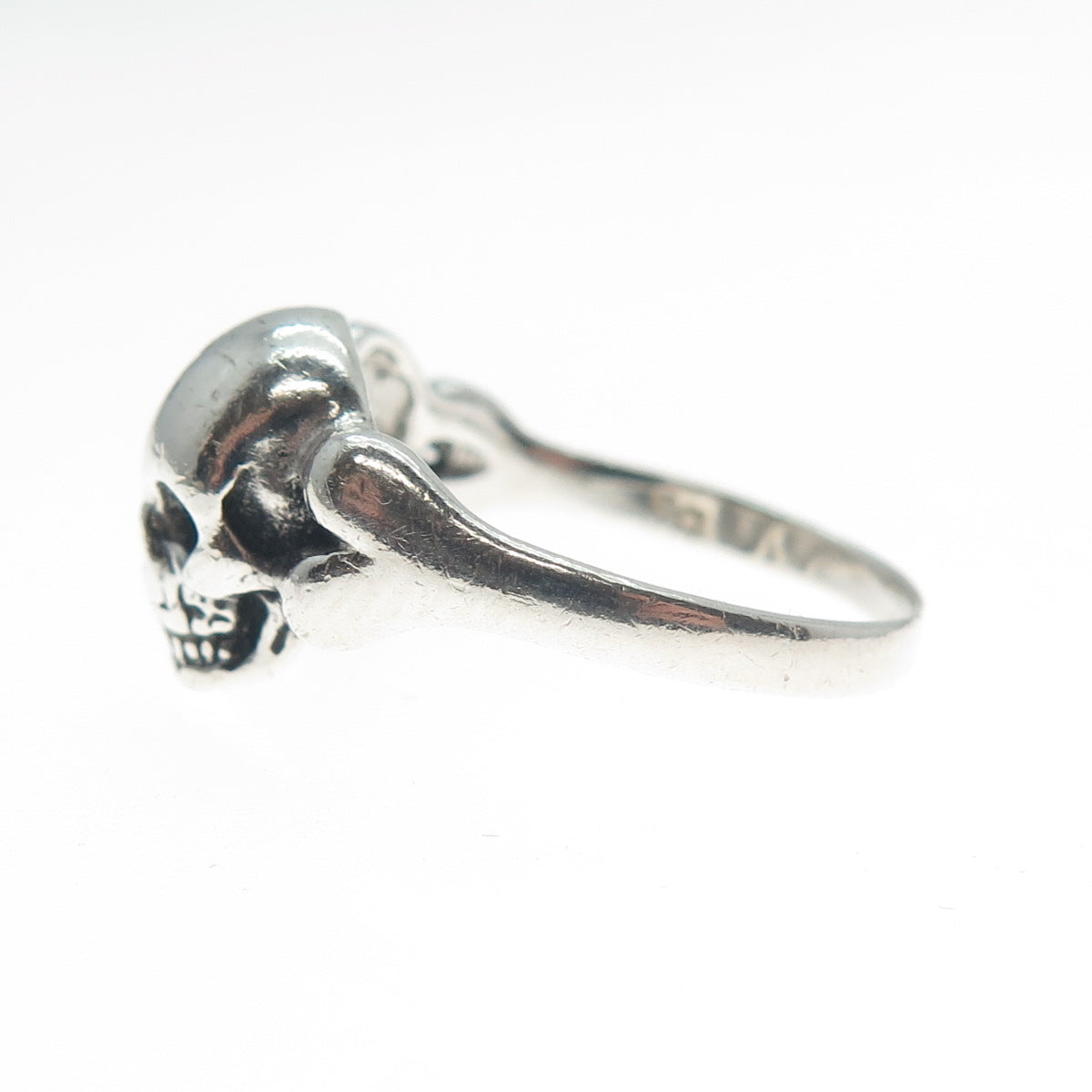 SKULLS & BONES 925 Sterling Silver Vintage Biker 3D Ring Size 9.25