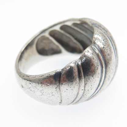 925 Sterling Silver Vintage Wavy Oxidized Dome Ring Size 6