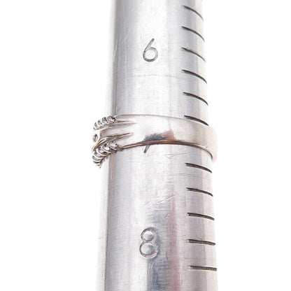 925 Sterling Silver 14K Gold Vintage Round-Cut C Z Oxidized Ring Size 7