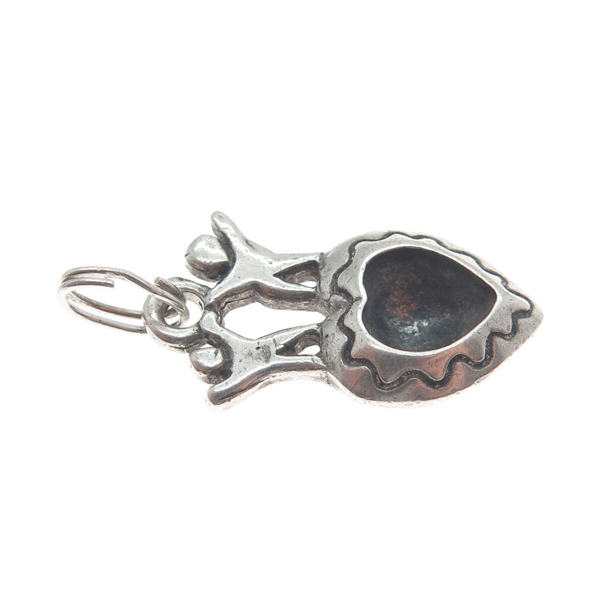ANNI + CO 925 Sterling Silver Vintage Children Heart Oxidized Minimalist Pendant