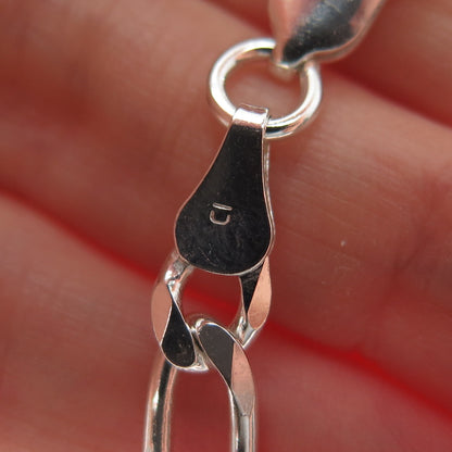 925 Sterling Silver Vintage Italy Figaro Chain Necklace 18"