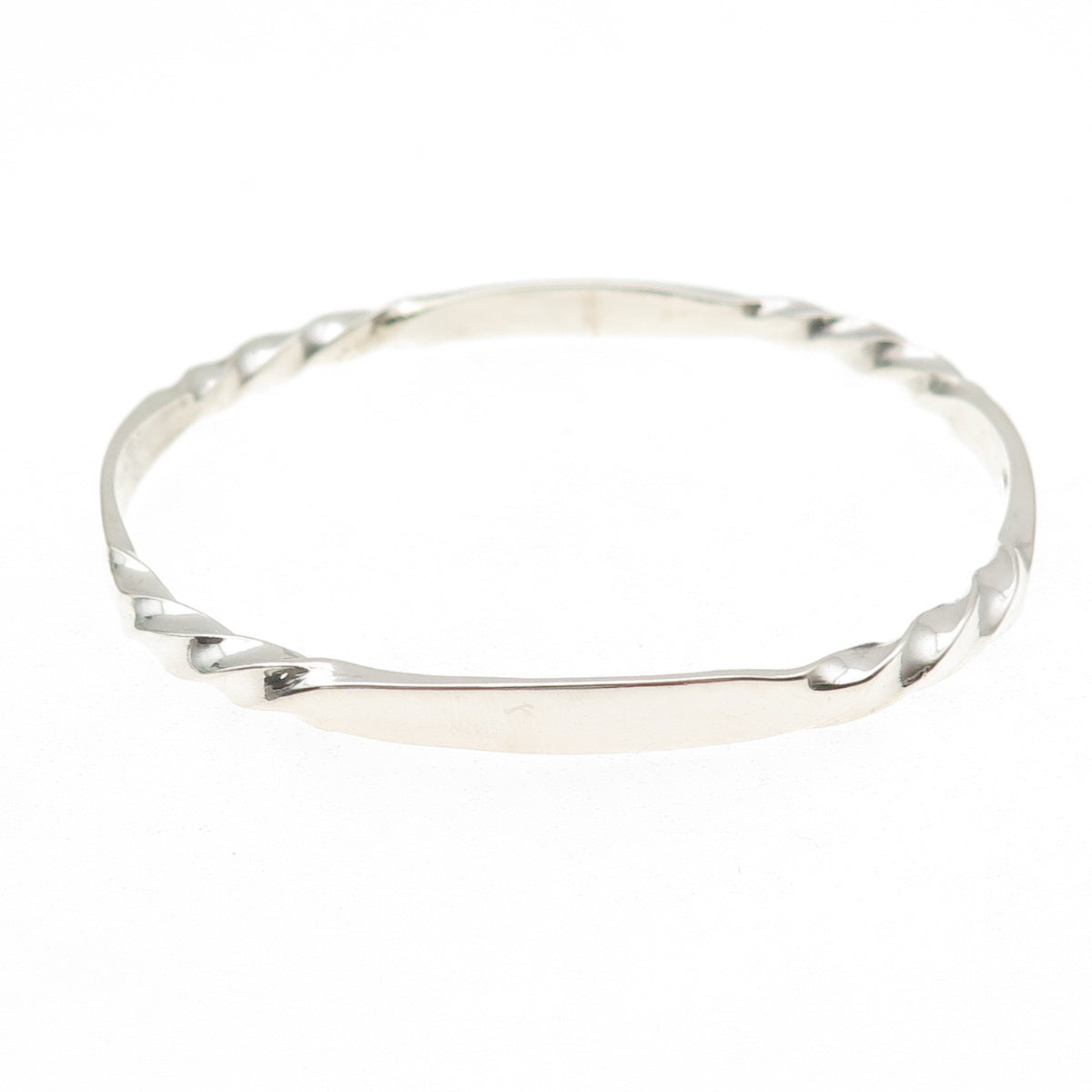 925 Sterling Silver Vintage Modernist Twisted Bangle Bracelet 7.75"