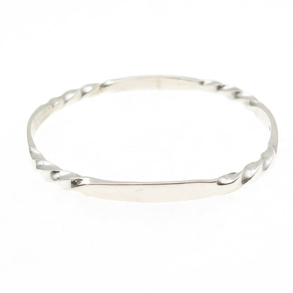925 Sterling Silver Vintage Modernist Twisted Bangle Bracelet 7.75"