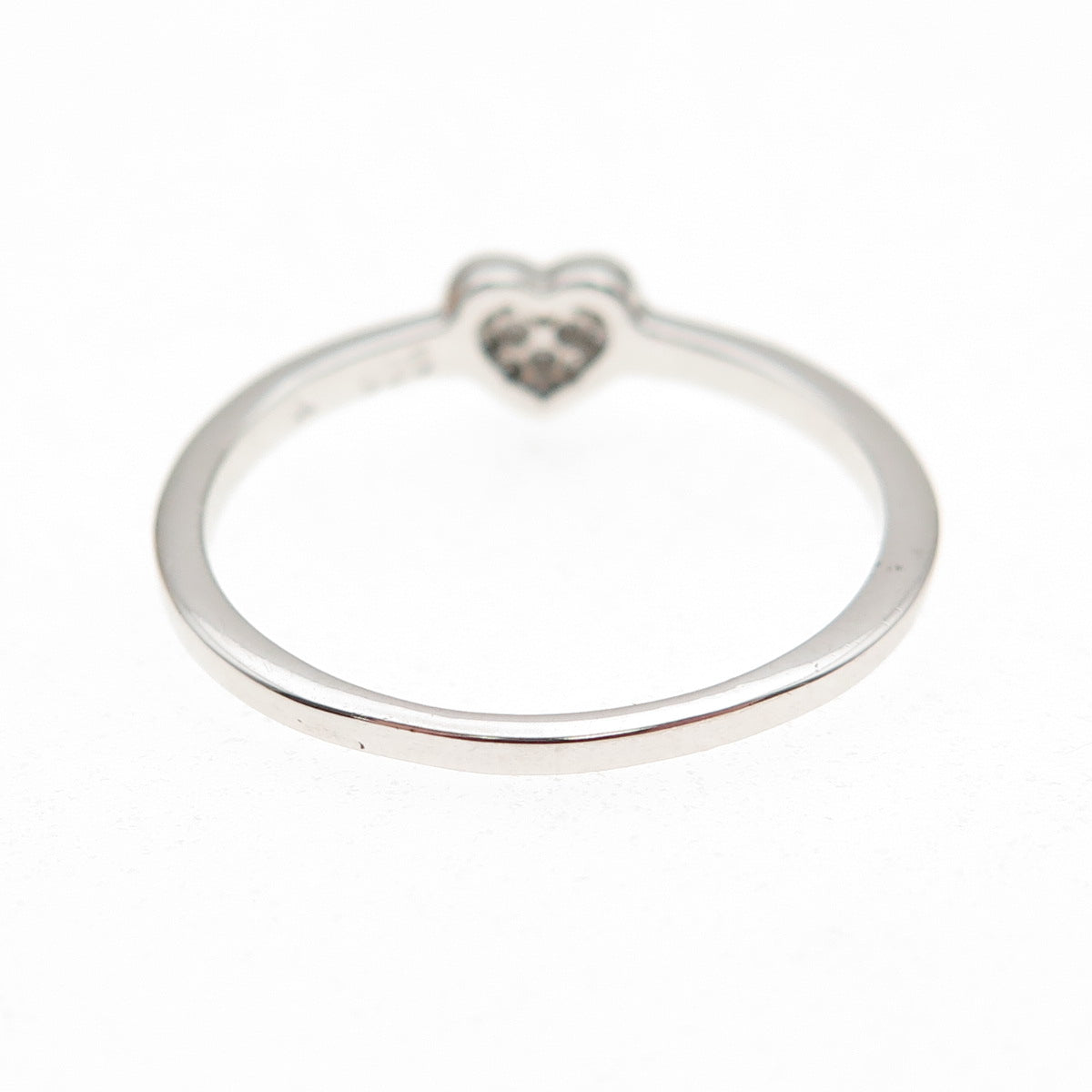 925 Sterling Silver Round-Cut C Z Heart Ring Size 8.25