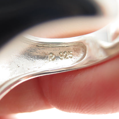 ROSS SIMONS 925 Sterling Silver Real Aquamarine & Amethyst Flower Ring Size 7.25