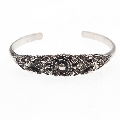 Melvin Tsosie Navajo Old Pawn 925 Sterling Vintage Floral Adjustable Bracelet 6"