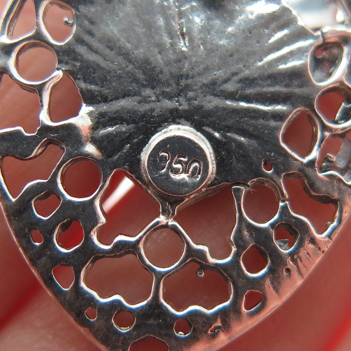 950 Silver Vintage Real Carnelian Heart Charm Pendant