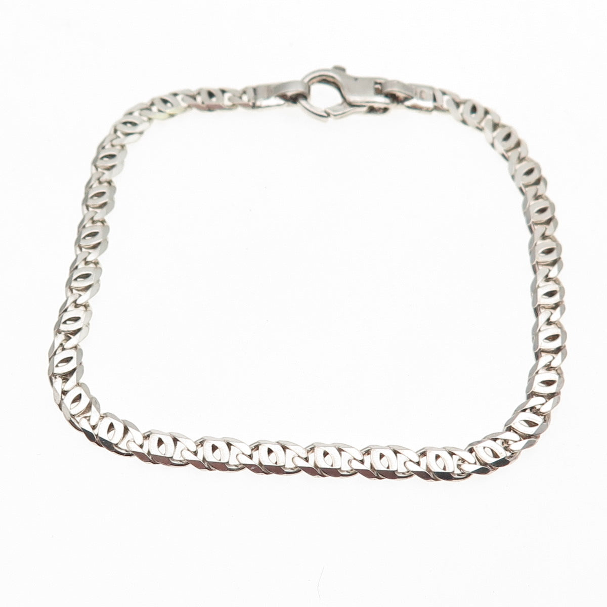 925 Sterling Silver Vintage Italy Anchor Mariner Link Bracelet 7.5"