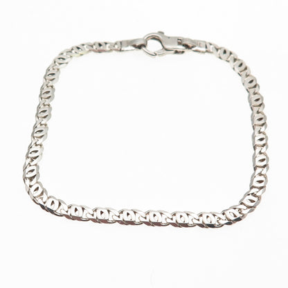 925 Sterling Silver Vintage Italy Anchor Mariner Link Bracelet 7.5"