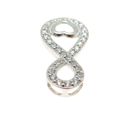 HAN 925 Sterling Silver Round-Cut C Z Infinity Heart Slide Pendant