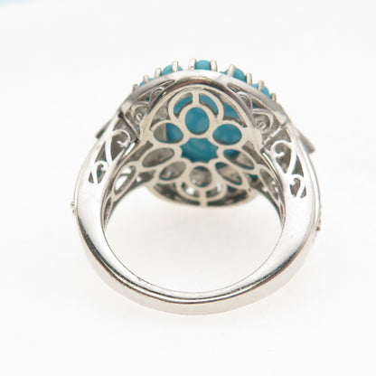 Chuck Clemency 925 Sterling Silver Real Turquoise Apatite & Topaz Ring Size 8.25