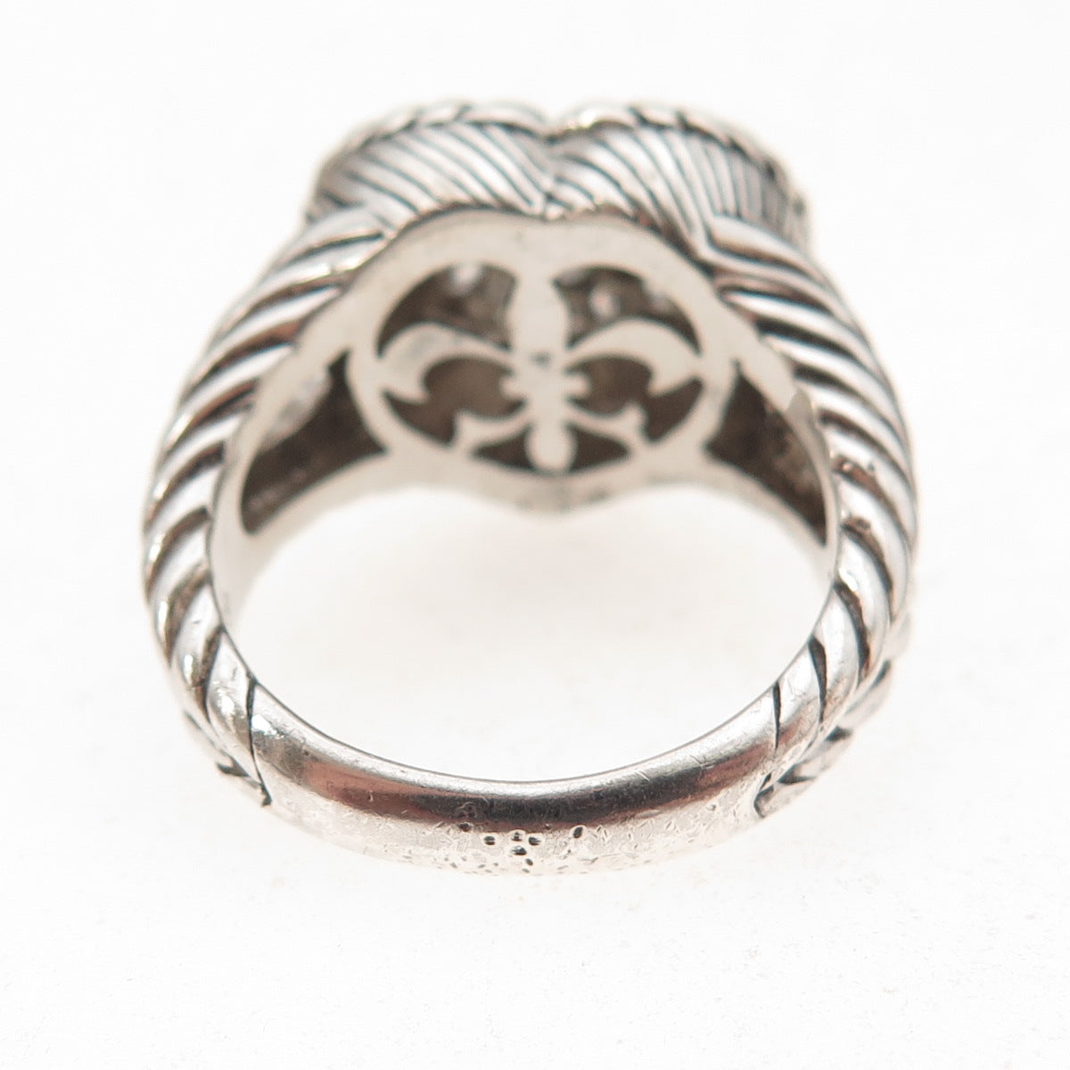 Judith Ripka 925 Sterling Silver Round-Cut C Z Heart Oxidized Ring Size 7