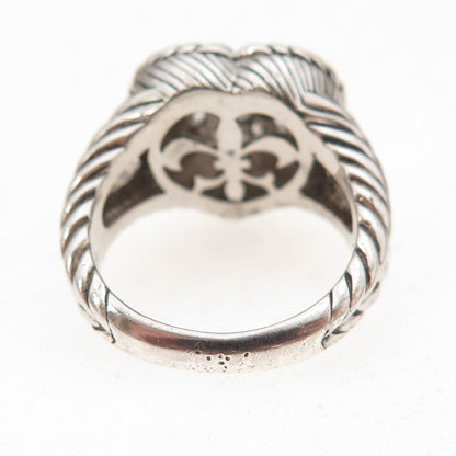 Judith Ripka 925 Sterling Silver Round-Cut C Z Heart Oxidized Ring Size 7