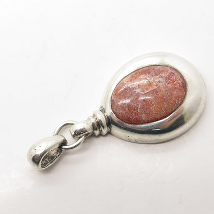 925 Sterling Silver Vintage Mexico Real Chrysocolla Gemstone Pendant