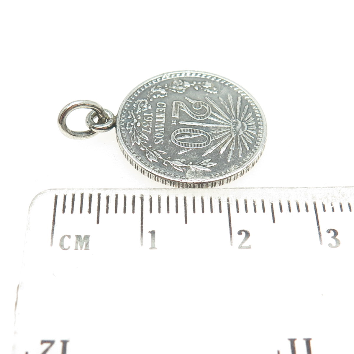 925 Sterling Antique 1937 20 Centavos Estados Unidos Mexicanos Coin Pendant