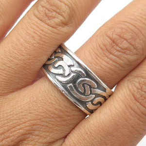 925 Sterling Silver Vintage Celtic Knot Wide Band Ring Size 13.75