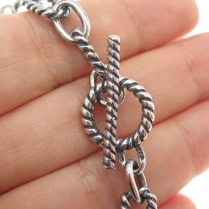 925 Sterling Silver Vintage Cable Link Oxidized Bracelet 7.25"