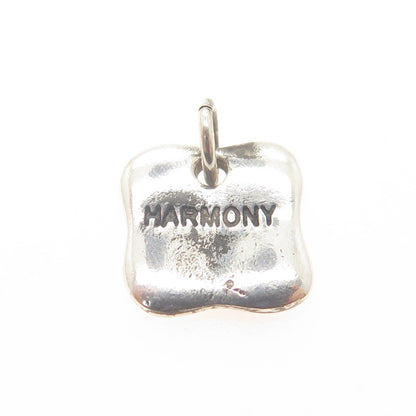 925 Sterling Silver Vintage "Harmony" Chinese Character Minimalist Charm Pendant