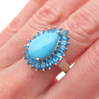 Chuck Clemency 925 Sterling Real Sleeping Beauty Turquoise & Apatite Ring Size 8