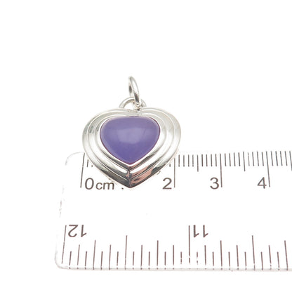 CNA PRANDA 925 Sterling Silver Vintage Real Lavender Jade Heart Charm Pendant